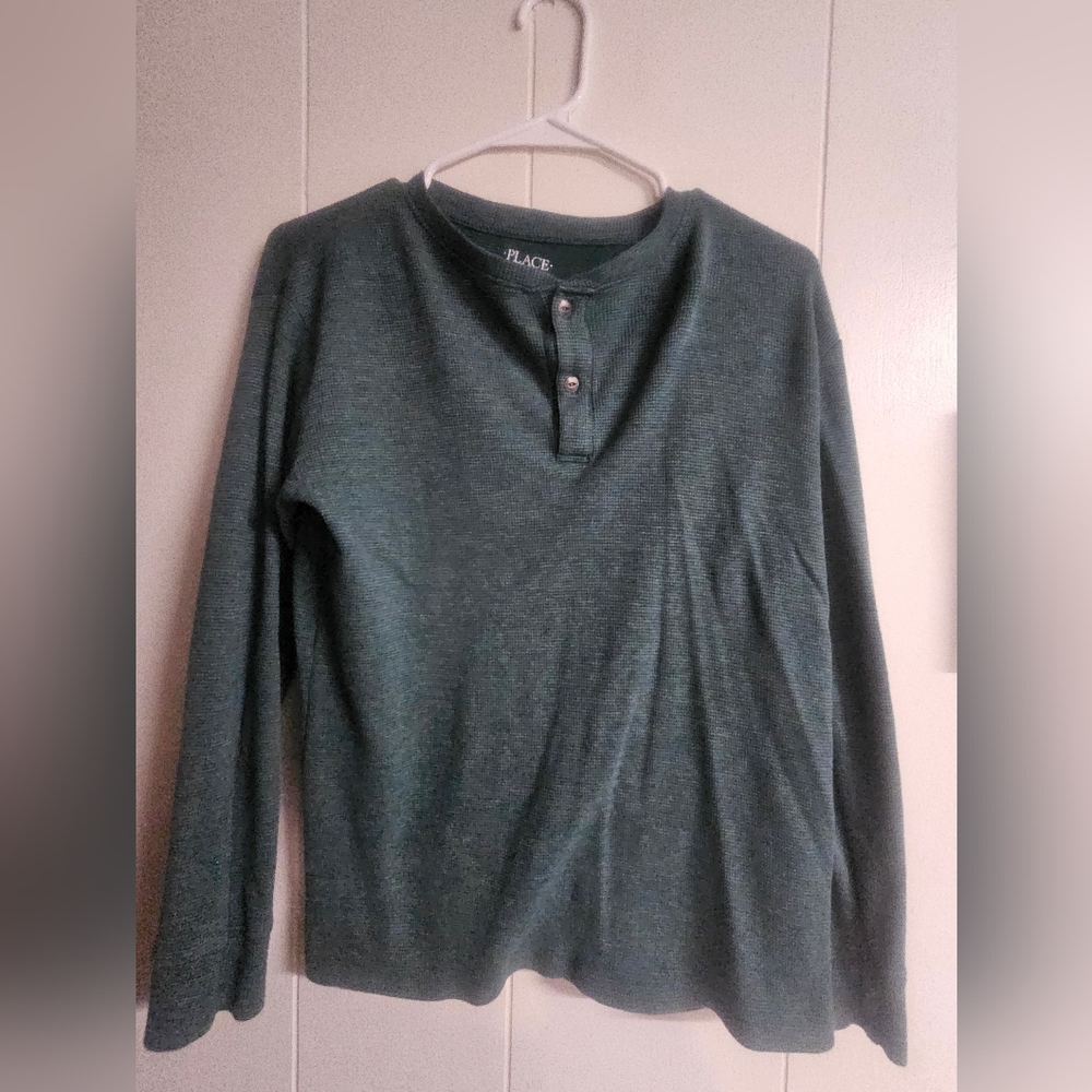 Children's Place Henley XL 14 in dark green